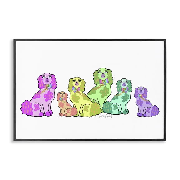 Stupell Industries Colorful Posh Pooches Animals Painting Black Framed Art Print Wall Art, 18 x 12