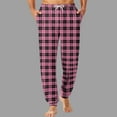 thumbnail image 2 of qelini Pajama Pants for Men Graphic Elastic Waist Pants Plaid Drawstring Loungewear Pants Soft Cozy PJs Bottoms with Pockets, 2 of 5