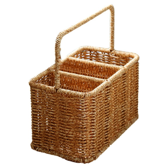 Flatware Picnic Kitchen Organization Separate Cutlery Storage Tabletop Organizer Basket Plastic Rattan