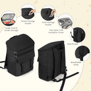 Cshidworld Camping Cooler Backpack 33 Can, Large Capacity Cooler Bag Insulated Compartments Thermal Pocket, Leakproof & Lightweight Travel Cooler Bag, Waterproof Picnic Camping Beach Bag, Black
