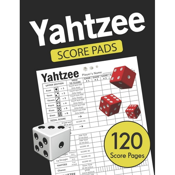 Yahtzee Score Pads : Large size 8.5 x 11 inches 120 Pages - Dice Board Game - YAHTZEE SCORE SHEETS - Yatzee Score Cards Yahtzee score book - vol.1 (Paperback) - Walmart.com