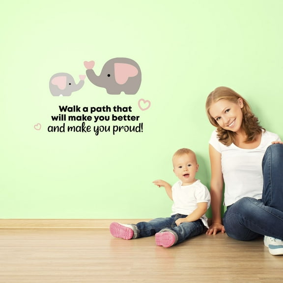 Make You Proud Elephant Life Quote Cartoon Quotes Decors Wall Sticker Art Design Decal for Girls Boys Kids Room Bedroom Nursery Kindergarten Home Decor Stickers Wall Art Vinyl Decoration (8x10 inch)