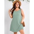 thumbnail image 2 of SHOWMALL Women's Plus Size Casual A-Line Dress, Sleeveless Summer Beach Dress with Pockets, Mint Green 5X High Waist Flowy Shift Dress for Daily Wear, 2 of 6
