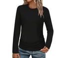 thumbnail image 3 of Fengqque Womens Long Sleeve Shirts Pleated Crew Neck Casual Fall Fashion Tops Loose Fit Lightweight Outfits Clothes Black XXL(XXL), 3 of 9