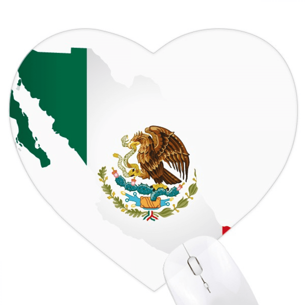Red Green Mexico Map Emblem Eagle Eat Snake Heart Mousepad Rubber Mat