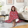 thumbnail image 4 of Wearable Blanket,Red Cartoon Dinosaurs Snowflakes Pattern Hooded Wearable Flannel Blanket for Adults & Teens,Winter Poncho Shawl Wrap Cape Cozy Anti-Pill,50"x60", 4 of 5