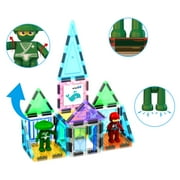 PicassoTiles 100PCS Magnet Tile Building Block Set with Carry Case, Car Base, 8 Magnetic Characters, Whiteboard Markers, STEM Educational Toy Age 3+