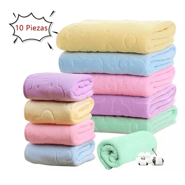 Juego De Toallas De Fibra Extrafina Para Baño, 10 Piezas Multicolor