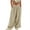 Khaki, variant on utcoco Women's Casual Loose Fit Linen Stitching Wide Leg Pants