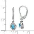 thumbnail image 2 of 925 Sterling Silver Diamond Blue Topaz Earrings Drop Dangle Birthstone December, 2 of 6
