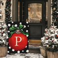 thumbnail image 3 of Christmas Ball Monogram Garden Flag 12x18 Double Sided Burlap, Small Welcome Initial Letter P Family Last Name Yard House Flag Outdoor Decoration (ONLY FLAG), 3 of 6