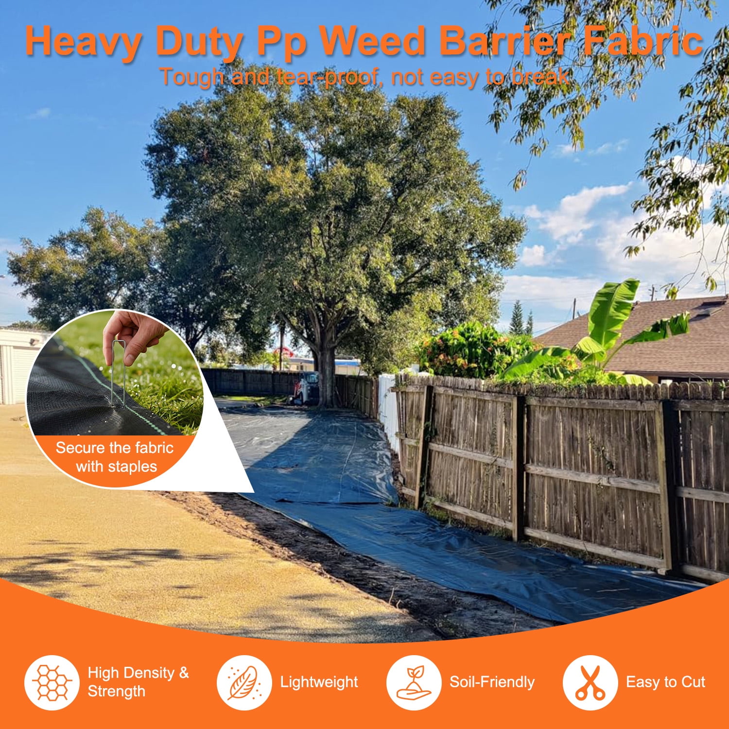 Vinci 4FT x 100FT Weed Barrier Fabric Heavy Duty Landscape Fabric for Garden Beds, Lawn, Pathways, Driveways & Ground Cover