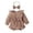 Coffee, variant on REDARER Girls' Long Sleeve Solid Romper & Headband Set Ruffle Trim Bowknot Design Bodysuit Outfit for Daily,6-12 Months