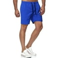 thumbnail image 1 of Innerwin Summer Short Pants Solid Color Men's Beach Shorts Vacation Drawstring Breathable Swim Trunks Blue M, 1 of 3