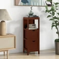 thumbnail image 4 of Moccha Small Bathroom Floor Cabinet, Freestanding Storage Cabinet with 2 Removable Drawers, Anti-Tipping Device, Modern Storage Organizer Rack Stand, Narrow Bathroom Cabinet for Small Spaces, Brown, 4 of 18