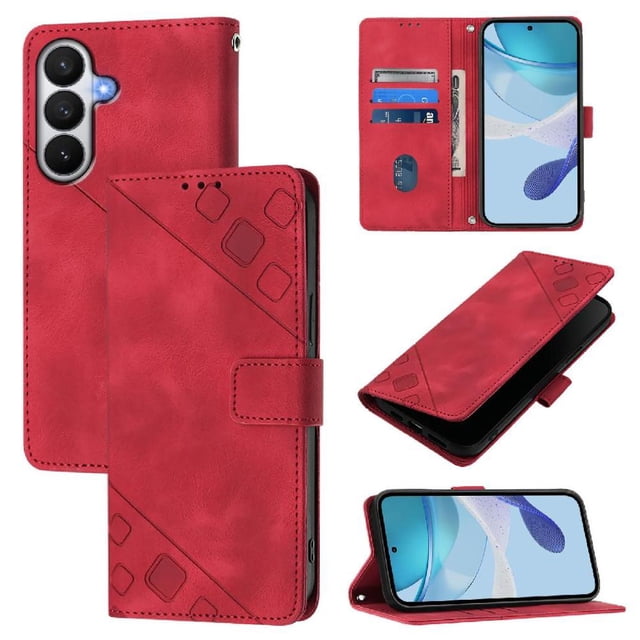Wallet Case for Samsung Galaxy S26 Pro with Card Slots & Stand, Shockproof Scratch-Resistant Cover Red