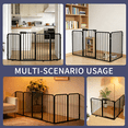 thumbnail image 6 of Freestanding Dog Gate with Door, 2P-Foldable Pet Gate 33.9” High, Extra Wide Indoor Dog Fence, One-Hand Open, Adjustable for Doorways, Stairs & Living Room, 6 of 7