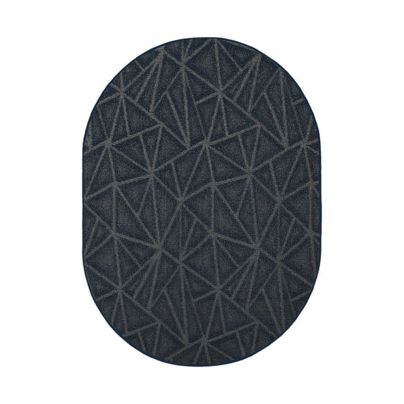Furnish My Place Indoor Floor Rug - 9 ft. x 12 ft. Oval, Navy, Geometrical Print, Customized Area Rug for Bedrooms, Hallways, Living Rooms