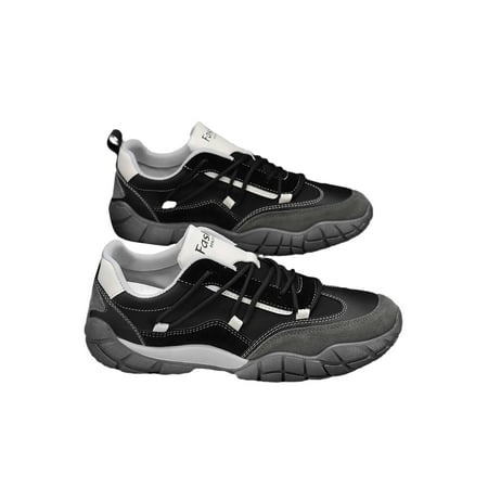 

SIMANLAN Men Casual Shoes Work Sneakers Round Toe Trainers Mens Lightweight Flats Lace Up Walking Shoe Black 8