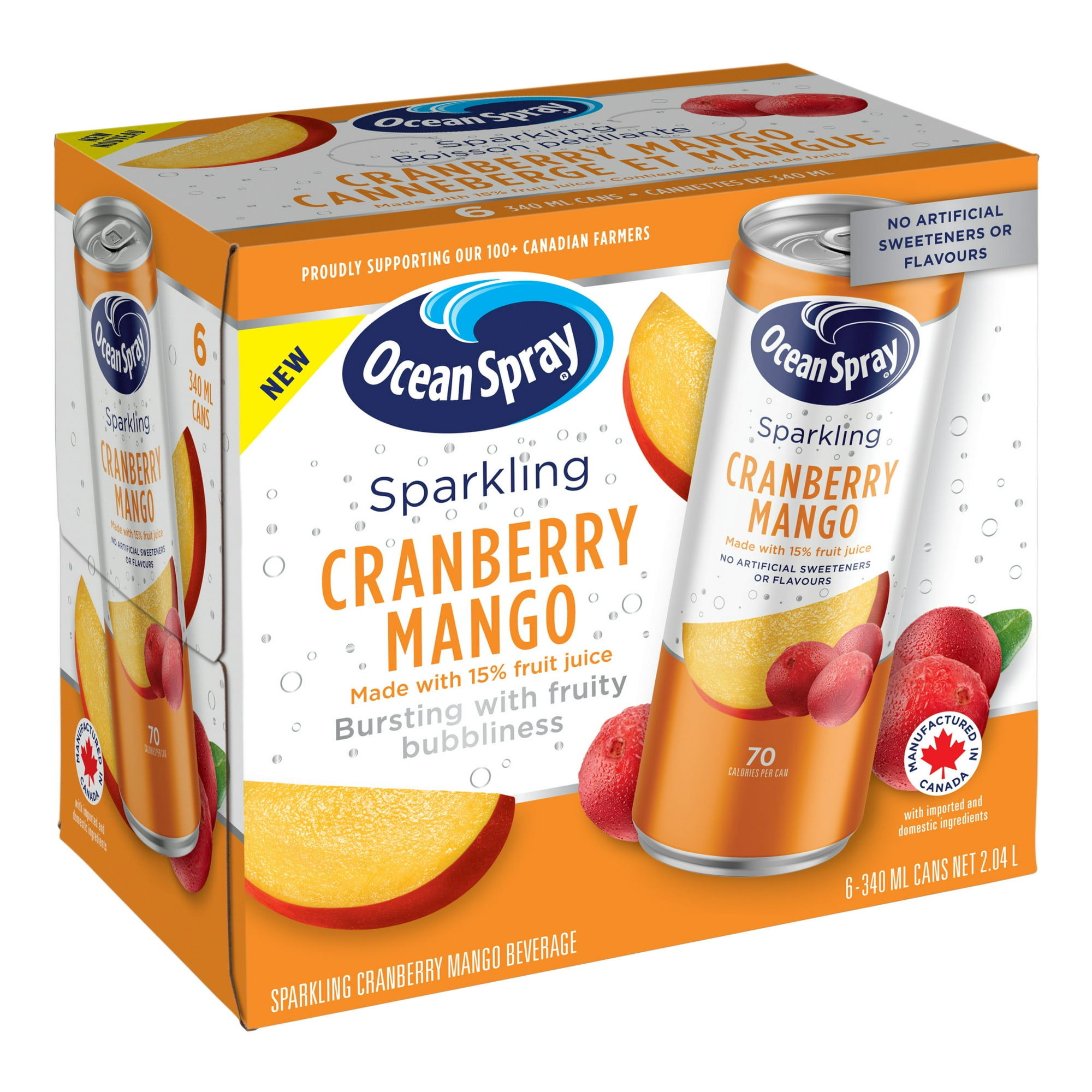 sugar！crazy ocean Ocean Spray Sparkling Cranberry Mango 6PK, OSI SPRK CRANMAN