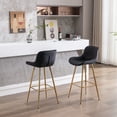 thumbnail image 4 of Dtwnek 2PCS Velvet Fabric Counter Bar Stools Footrest with Golden Leg, Black, 30", 4 of 10