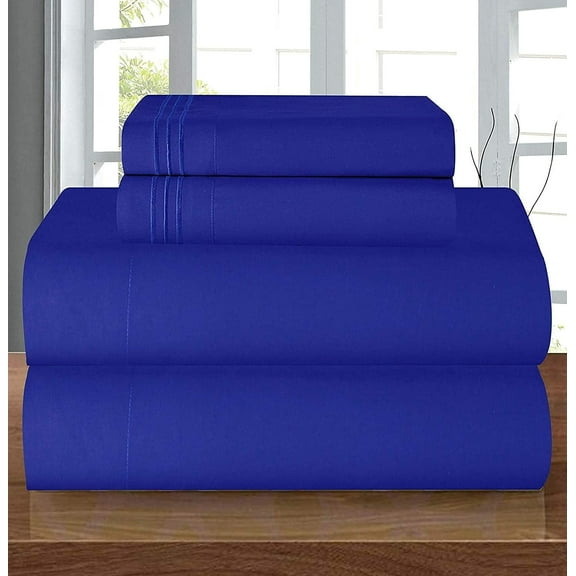 1800 Series Deep Pocket 4 Piece Bedding, Luxury Soft Microfiber King Royal Blue