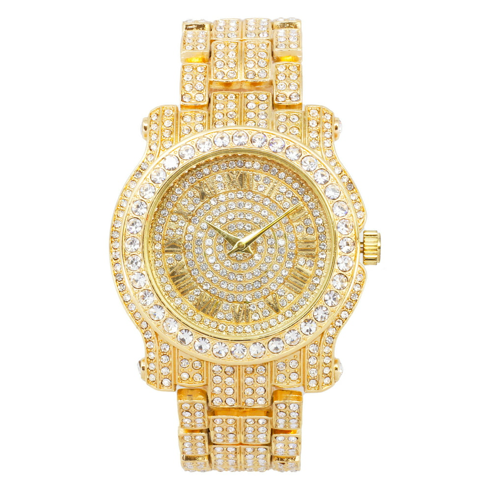 Techno Pave - Men's Hip Hop 18k Gold Icy Diamond Watch with Fully ...