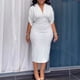 thumbnail image 2 of Vestido midi elegante de manga corta para primavera y verano 2025 para mujer, vestido informal para fiesta, trabajo, negocios, noche, oficina, vestido tubo, 2 of 5