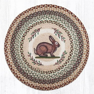 Capitol Importing 66-413VR 27 x 27 in. Jute Round Vintage Rabbit Patch