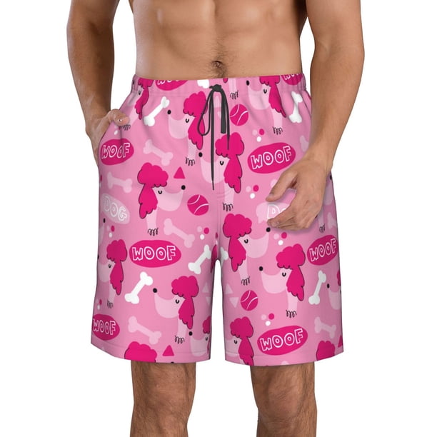 Balery Poodle Dog Traje de Baño Estilo Hawaiano para Hombre, Shorts de Secado Rápido con Bolsillos-XX-Large