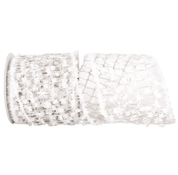 JAM Paper Snowy Ribbon, White, 4.25in x 10yd, 1 Pack