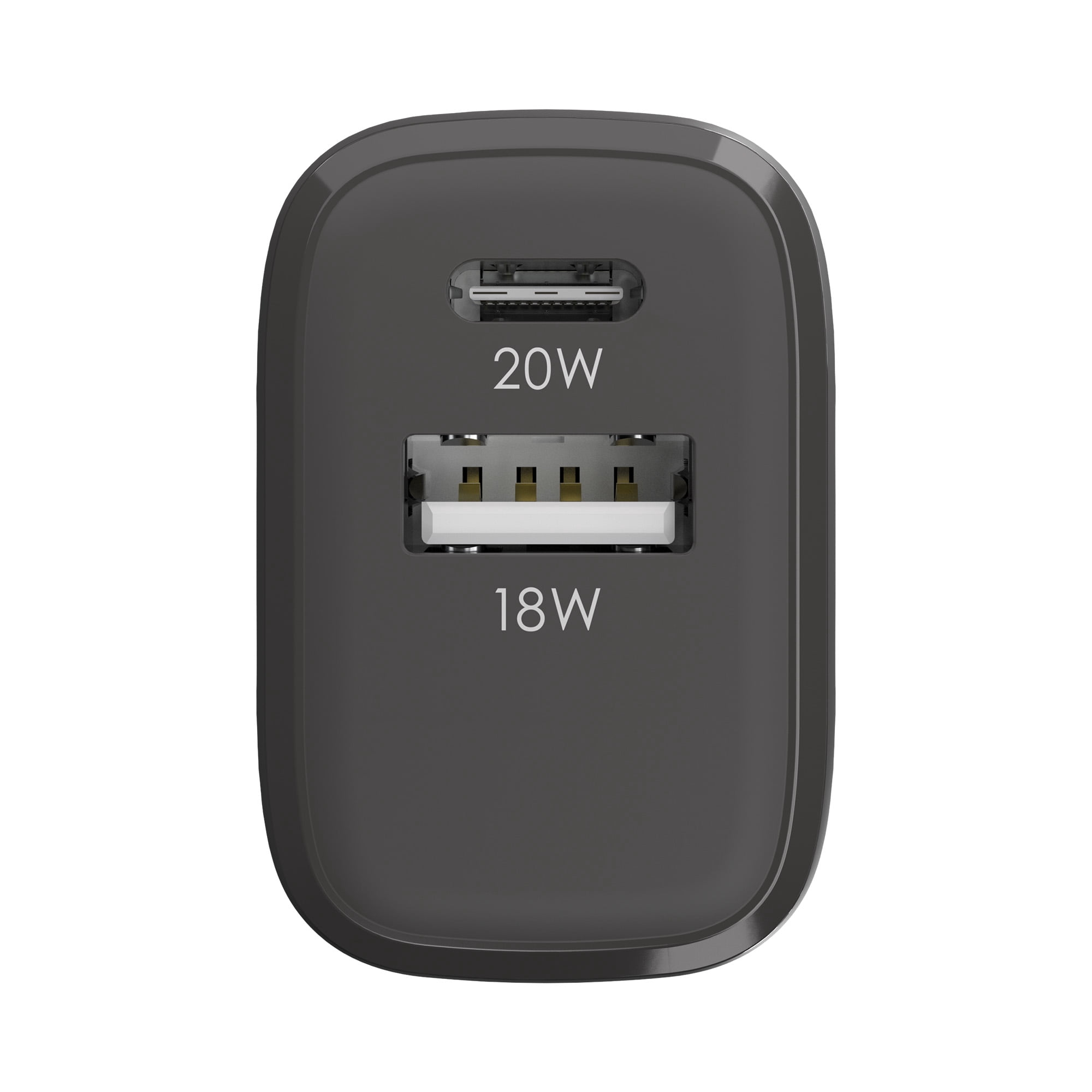 Powertek 20W USB-C PD + 18W USB-A Dual Port Wall Charger, Two-Tone Pastel, Grey