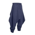 thumbnail image 5 of USNSM (S-5XL) Men's Harem Pants Solid Color Plus Size Ankle Tied Haren Pants Loose Stretchy Waist Casual Hippie Trousers Blue XXXXXL, 5 of 5