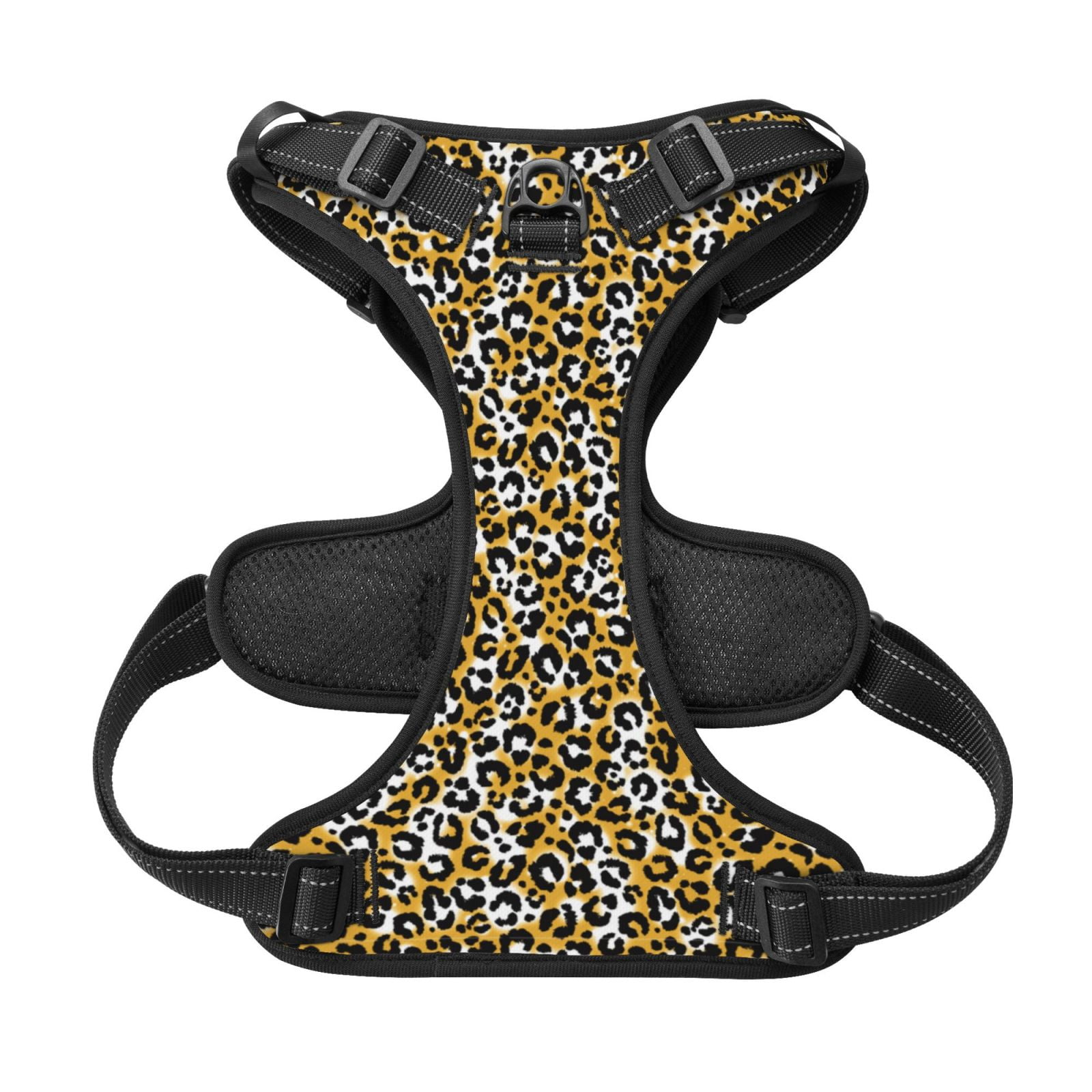 Kdxio Leopard Print No Pull Dog Harness Adjustable Reflective Oxford Easy Control Medium Large Dog Harness for Training and Everyday-Medium