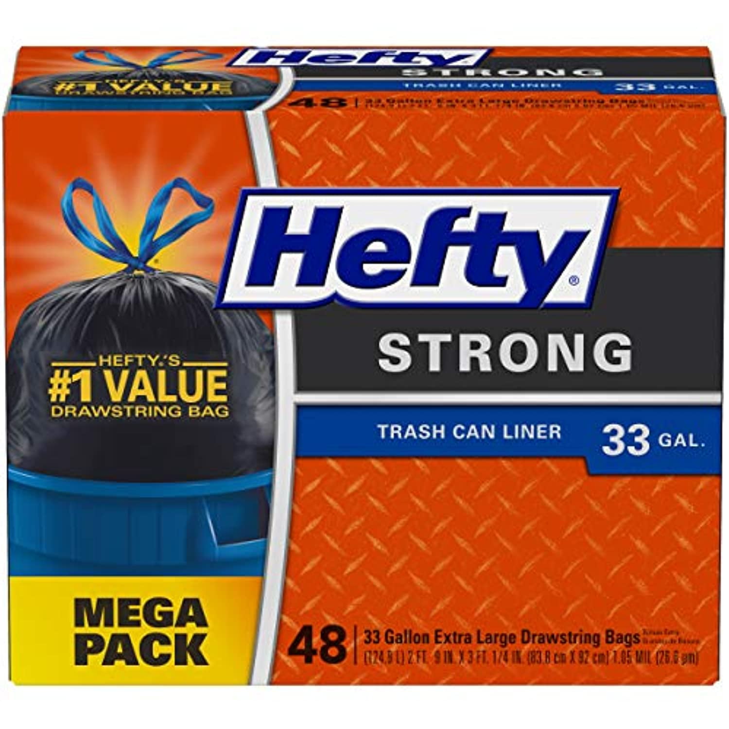 74 Count 30 Gallon Hefty Strong Multipurpose Large Trash Bags 