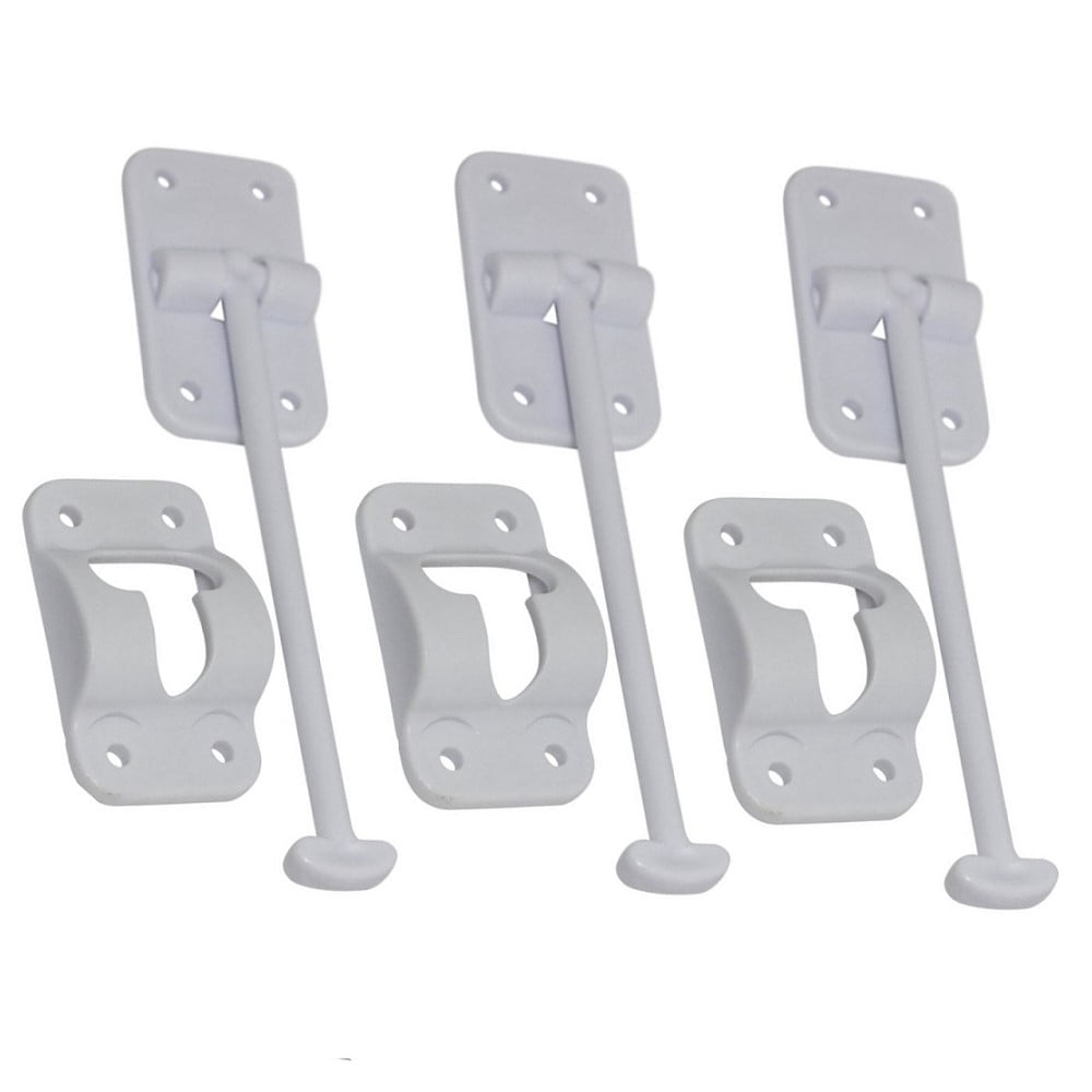 Three (3) RV and Camper Door Holder w/ Stop White Plastic