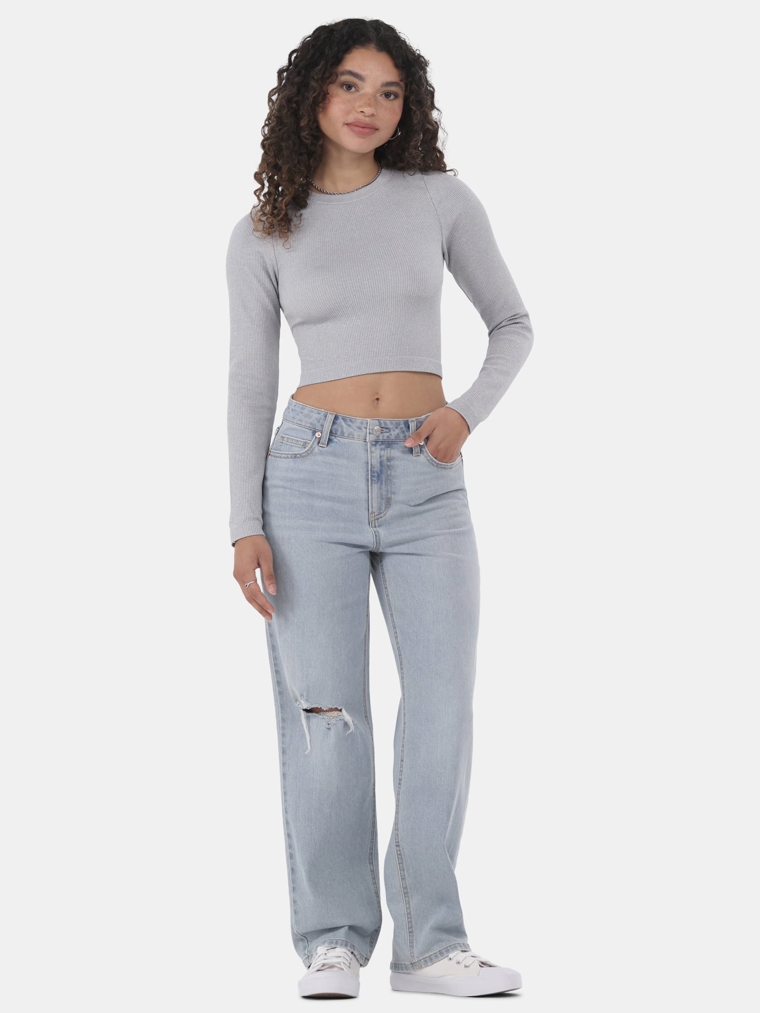 No Boundaries Women's High-Rise Straight Leg Jeans, 30” and 32" Inseam, Sizes 00-24W