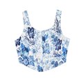 thumbnail image 2 of Haut Court à Bretelles pour Femmes Été Élastique Décontracté Col Carré Rétro Floral Vêtements, 2 of 7