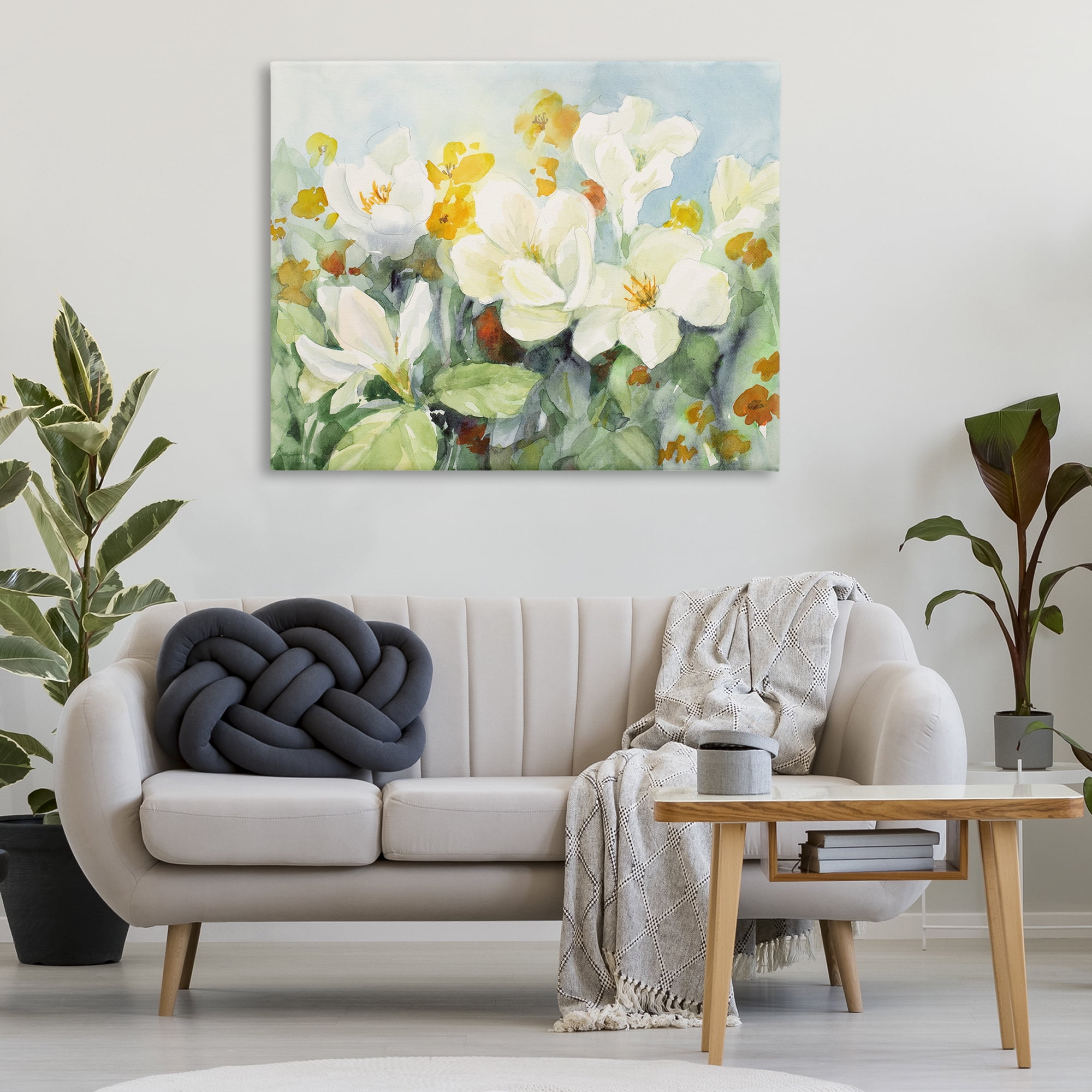 Stupell Industries Early Spring Meadow Botanical & Floral Painting Gallery Wrapped Canvas Art Print Wall Art, 48 x 36