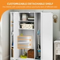 thumbnail image 3 of Craftian Broom Closet Storage Cabinet with Adjustable Shelves, Wood Garage Cabinet, White, 3 of 8