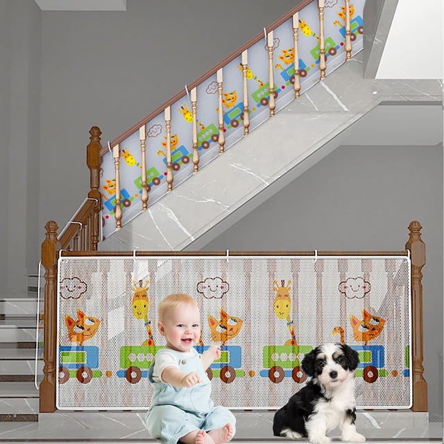 2 Piezas Protector de Barandilla para Bebés, Red de Seguridad para Balcón de 6.6'' X 0.26' Red de Seguridad para Escaleras para Niños para Escaleras de Seguridad para Bebés, Red de Escalera