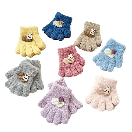 

WOLLED Baby Boys Girls Thickening Gloves 1-3T Kids Toddle Knitted Warm Gloves Autumn Winter Cute Gloves