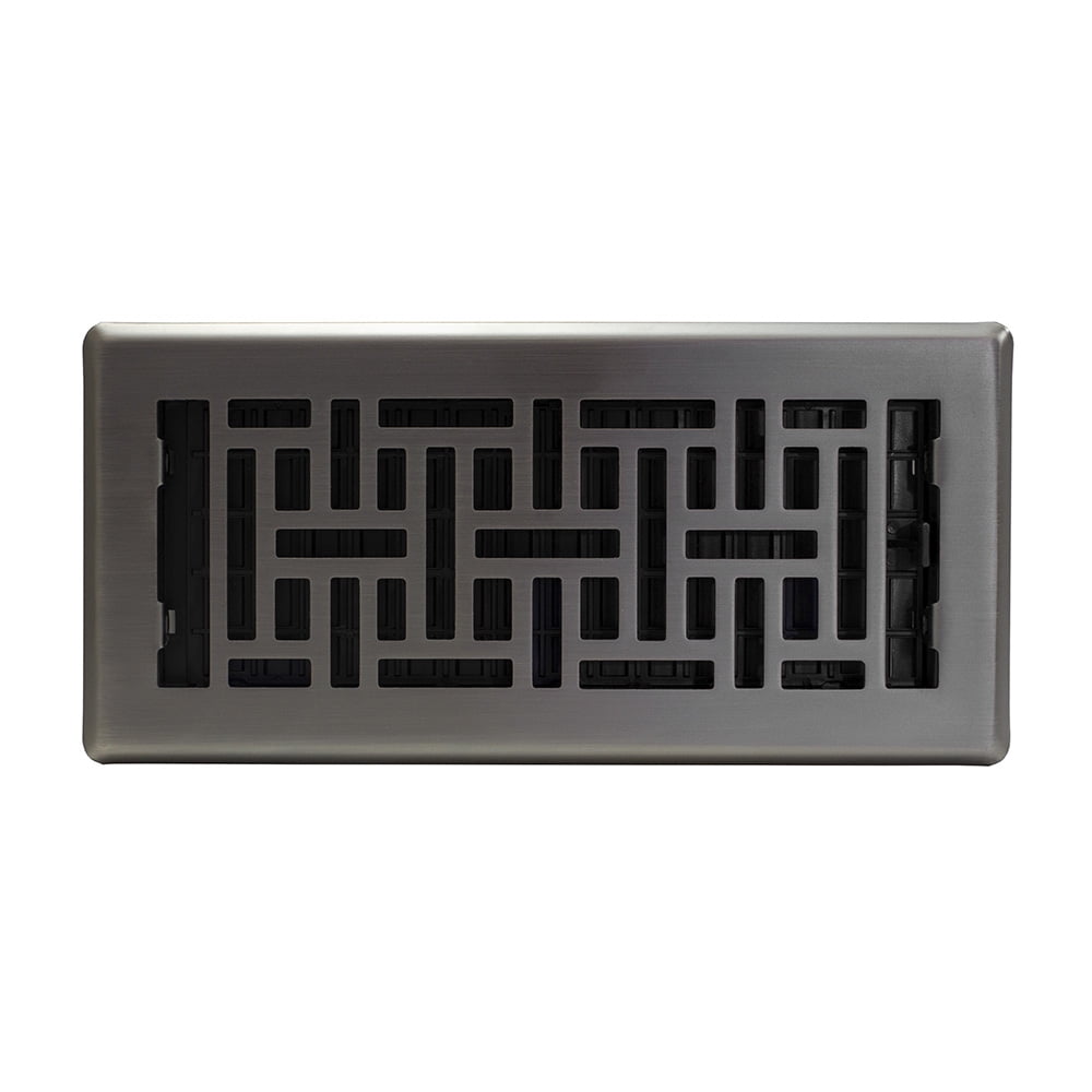 Decor Grates 4x10 Oriental Floor Register Vent Cover, Adjustable Airflow Control, Gun Metal (AJH410-GM)