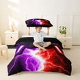 thumbnail image 3 of meiyoeat Neon Lightning Gaming Twin Bedding for Boys Girls, Electric Gamer Duvet Cover Set, Purple Red, Black Reversible 2-Piece, 1 Duvet Cover and 1 Pillowcase, 3 of 7