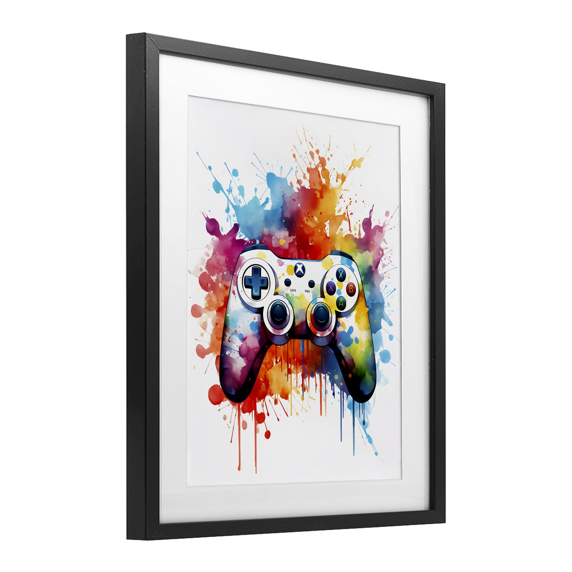 Stupell Industries Color Burst Game Controller Black Framed Print Under Glass, design by Creative Studio