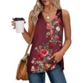 thumbnail image 6 of UPPADA Women's Summer Tank Tops V Neck Lace Up Front Tees Shirts Sleeveless Loose Fit Comfy Shirts Beach Outfits Multicolor,2XL, 6 of 8