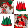 thumbnail image 3 of Lindo sombrero de Navidad Sombrero de elfo de Papá Noel Sombrero puntiagudo para celebraciones. (verde + rojo) (4 piezas), 3 of 5