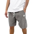 thumbnail image 2 of Domuza Men's Shorts Vintage Embroidered Logo Corduroy Stylish Lace-up Casual Shorts with Pockets Light Gray 3XL, 2 of 4