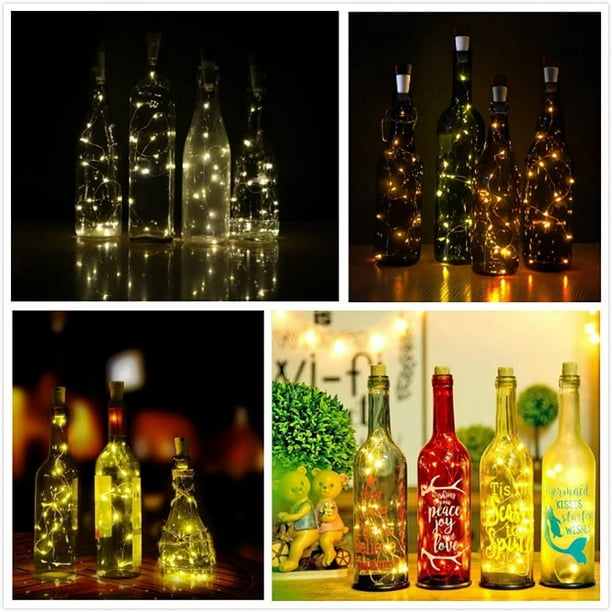 LED Bouchon lumineux pour bouteille, rechargeables en USB, Cuivre Fil, LED  Lumières étincelantes pour DIY, Cuisine, Mariage, Halloween, Noël, Décor de  Partie (Blanche chaude) 
