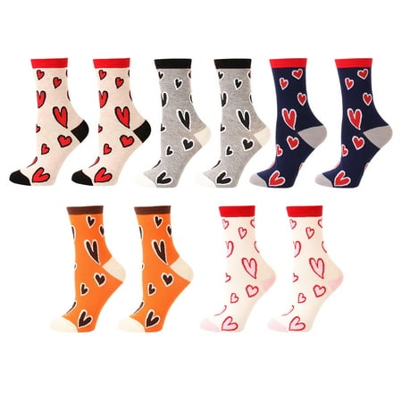 

5 Pairs Jacquard Love Heart Female Socks Sweat-absorbent Breathable Cotton Socks